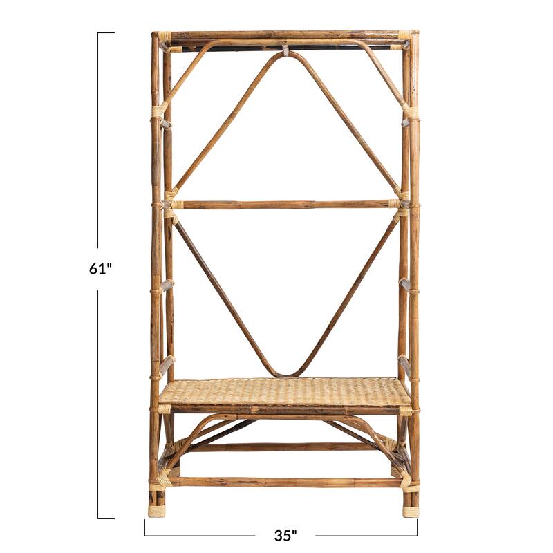 Handwoven Cane Clothing Rack - 35.0"L x 21.0"W x 61.0"H
