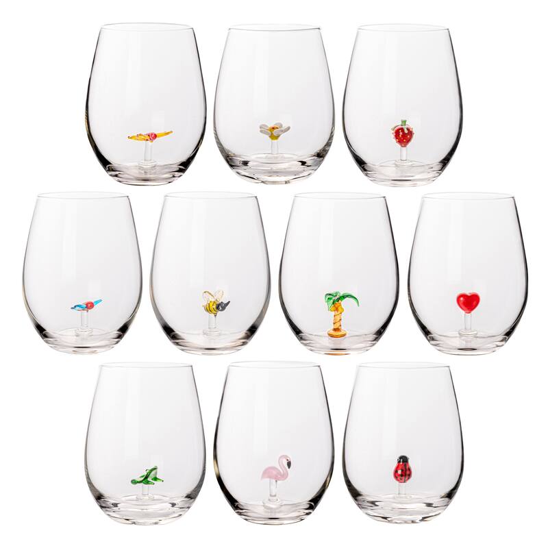 Stemless Wine Glass Set - 3.5"L x 3.5"W x 4.8"H