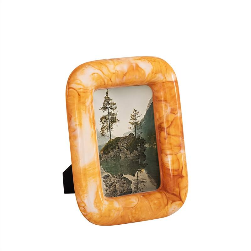 Glossy Rectangular Picture Frame - for 4" x 6" Photo - Orange