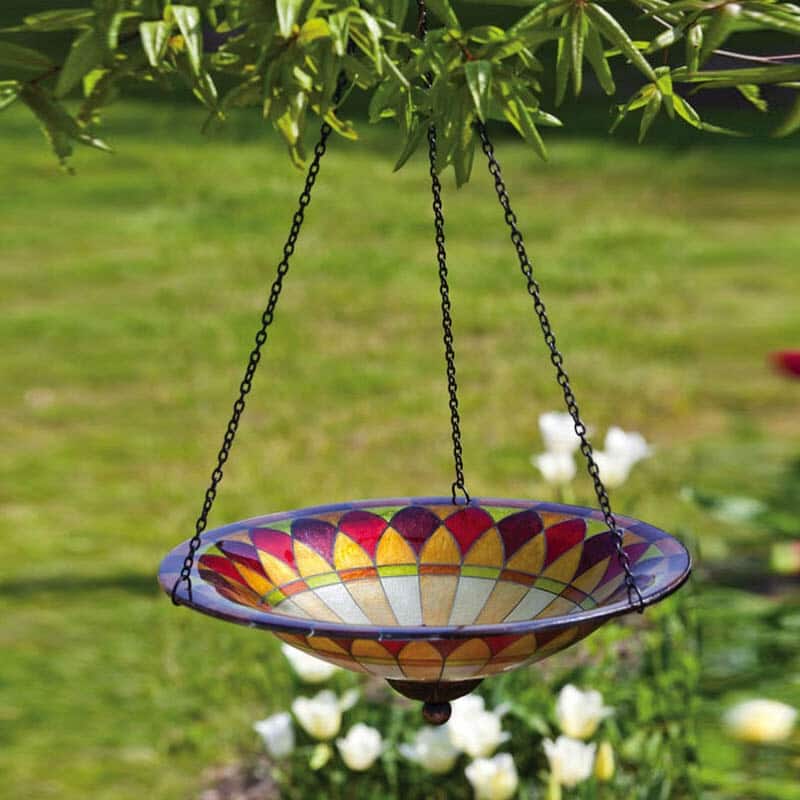 14" Glass Hanging Birdbath, Tiffany