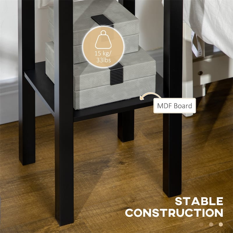 29"2-Tier Side Table with Drawer Shelf,End Table for Living Room,Black