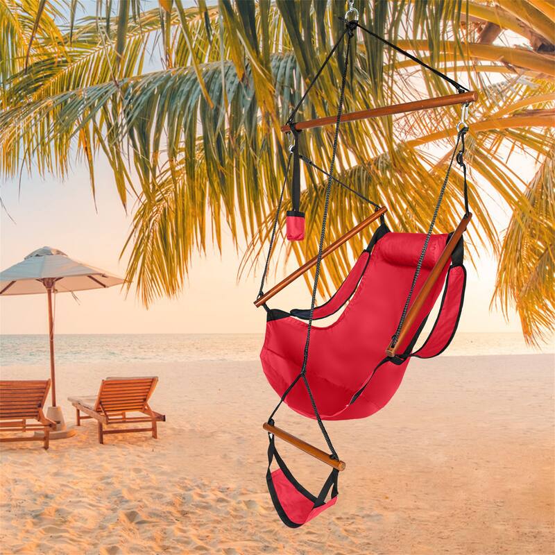 Hanging Chair Swing Oxford Cloth Wooden Stick Perforated for 220Lbs