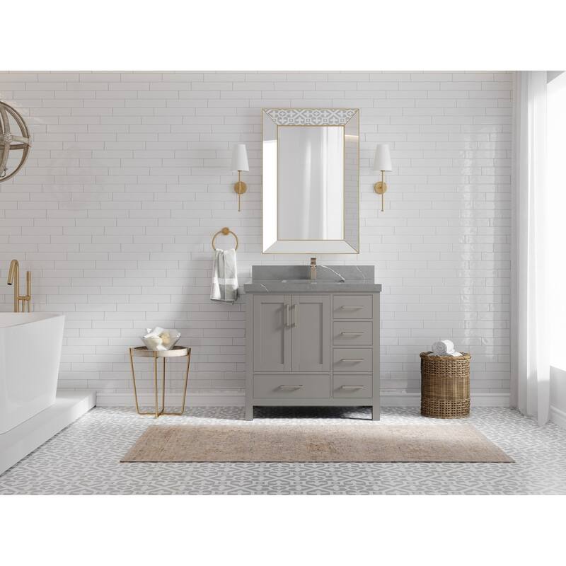 Willow Collections 36 in. W x 22 in. D Malibu Center Sink Left Bathroom Vanity with Countertop