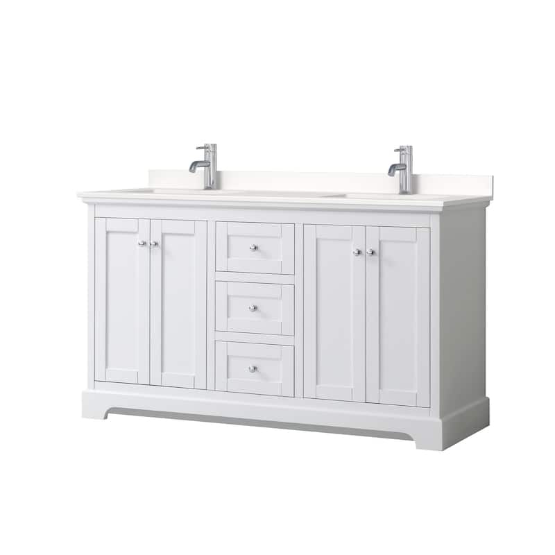 Wyndham Collection WCV232360D-QTZ-UNSMXX Avery 60" Free Standing - White / White Quartz Top / Polished Chrome