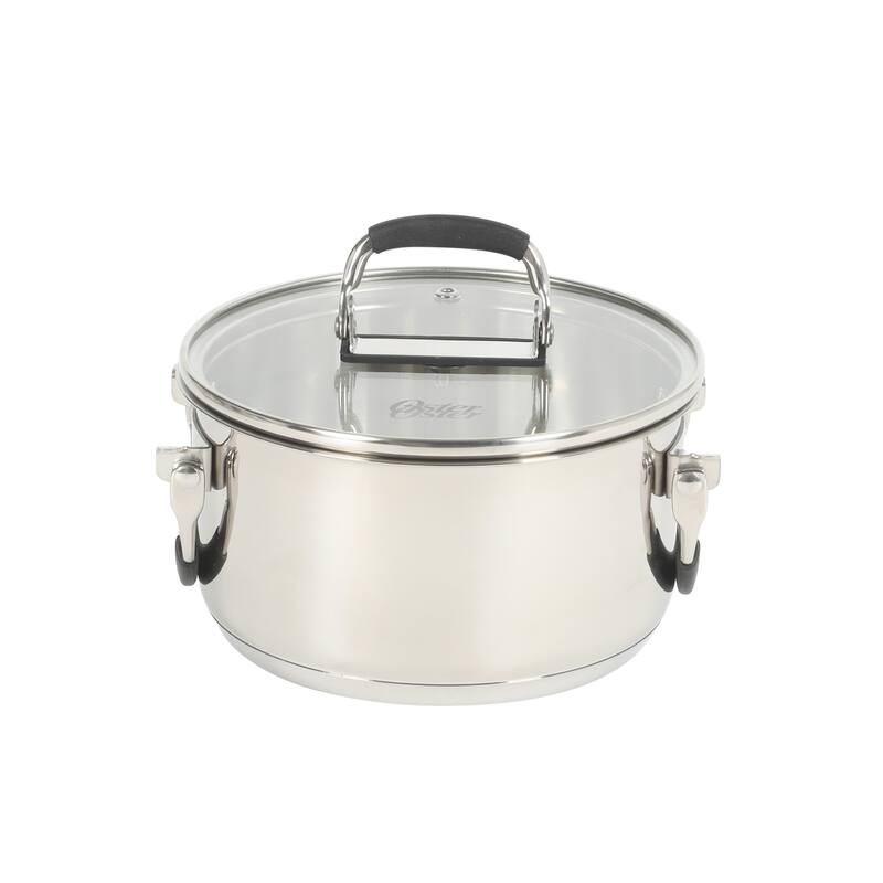 Oster Silverbolt 6 Piece Stackable Space-Saving Dutch Oven Sauce Pan Cookware Set