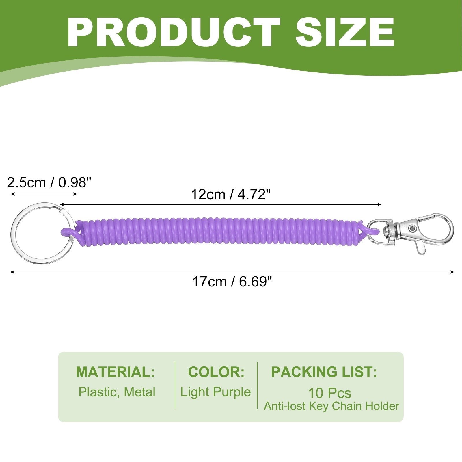 Retractable Coil Springs Keychain, Spiral Cord Coil Keychain, Anti-lost Key Chain Holder with Lobster Clasp