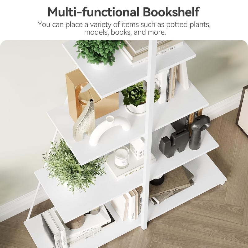 Boat Shaped 4-Tier Bookshelf Narrow Modern Bookcase