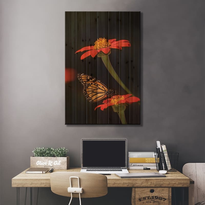 Butterfly Portrait X Print On Wood by PHBurchett - Multi-Color