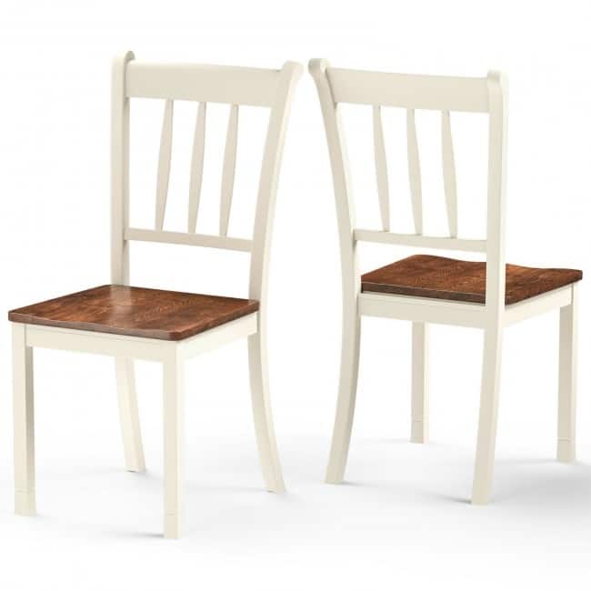 2 Pieces Solid Whitesburg Spindle Back Wood Dining Chairs - 18" x 21" x 38.5"( L x D x H ) - White