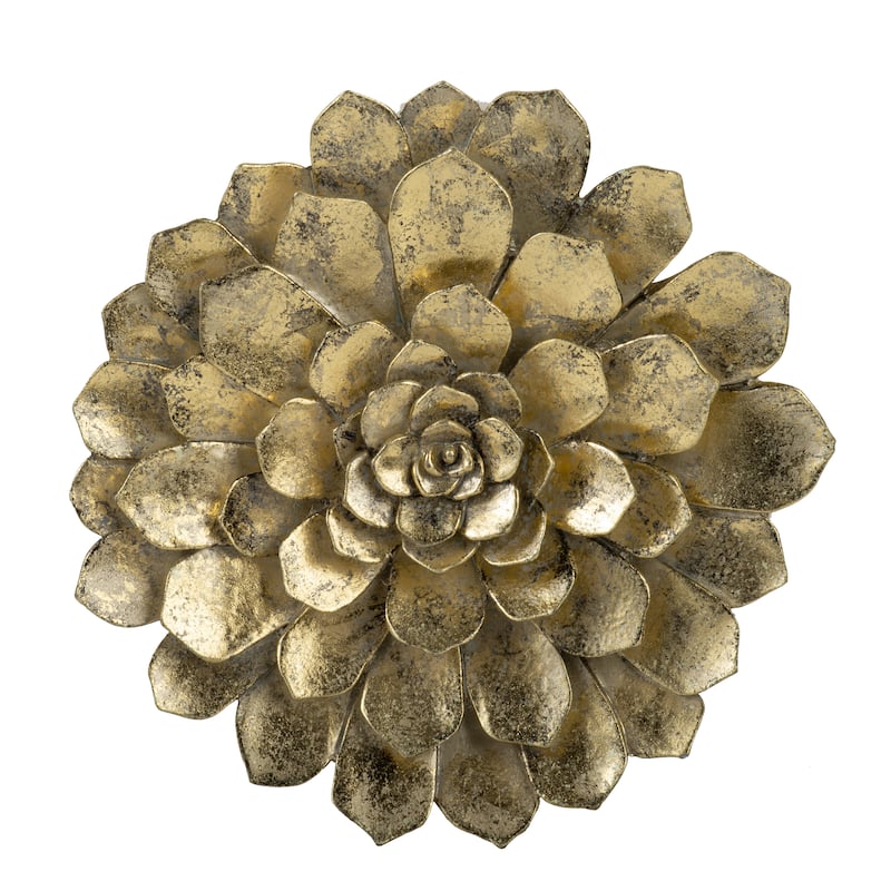 D10.2x2.4" Succulent Wall Plaque - Gold