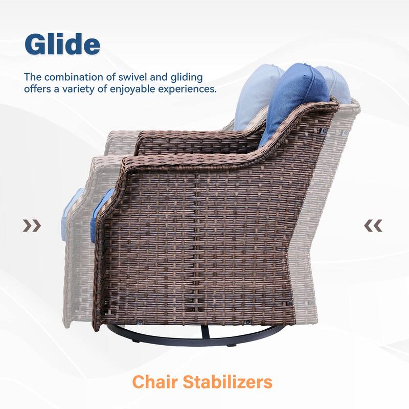 Pocassy Outdoor Swivel Chair Glider Chair with Side Table