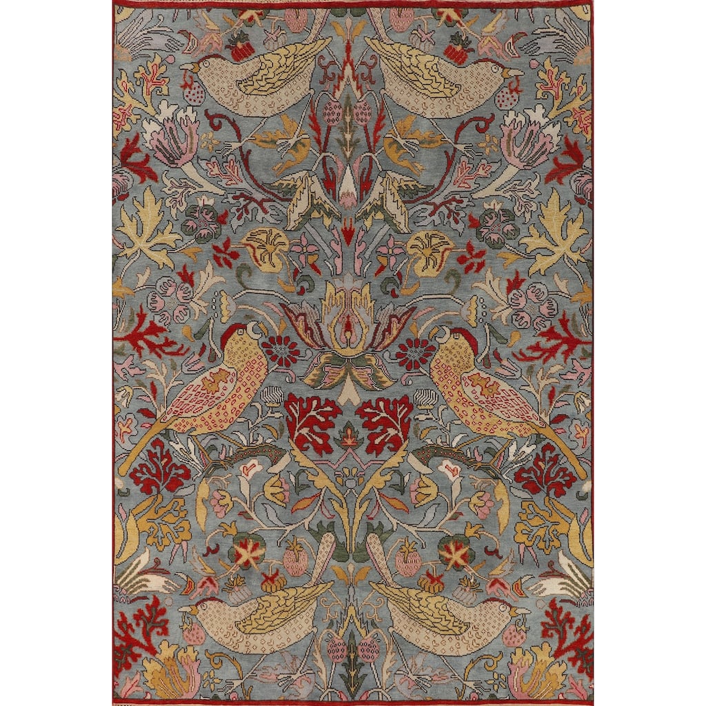 Animals Design Floral Gray Ziegler Indian Rug Handmade Wool Carpet - 8'8"x 11'8"