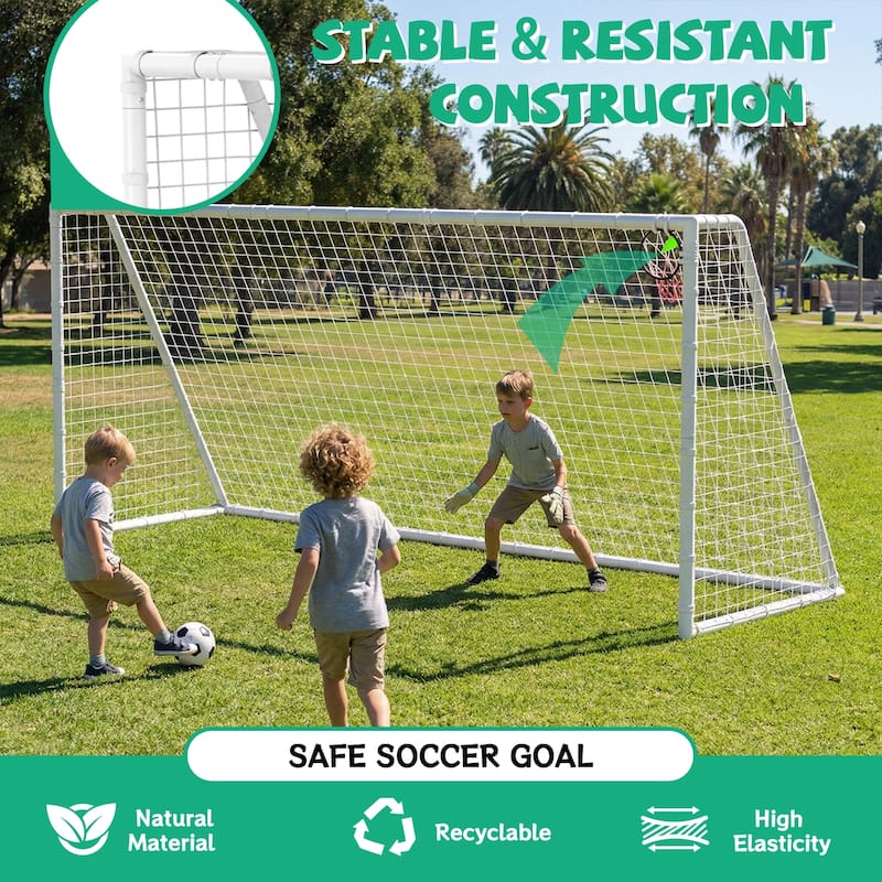 7 X 16FT Soccer Goal for Backyard Kids Portable Soccer Net with High-Strength Nets
