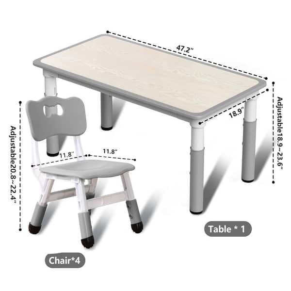 Height Adjustable Kids Table and 6 Chair Set for Ages 2-10