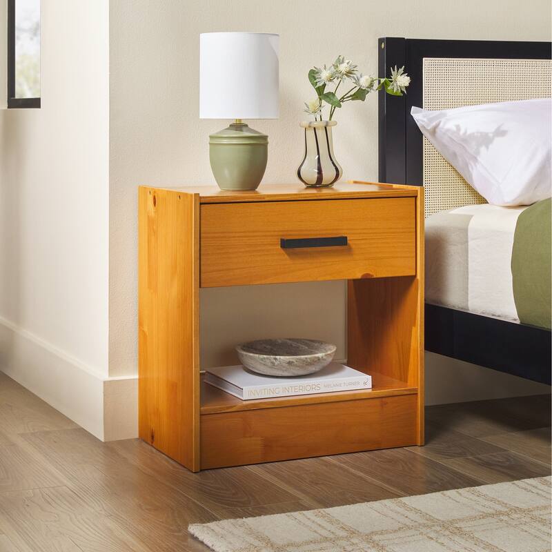 Walker Edison Modern Easy Assembly 1-Drawer Solid Wood Nightstand