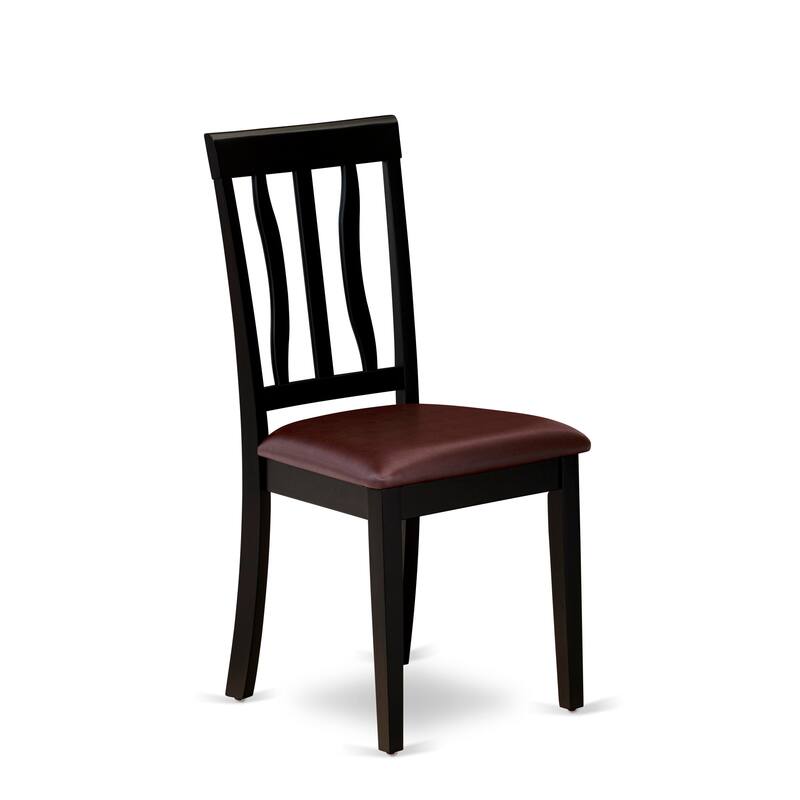 East West Furniture Dining Table Set- A Round Kitchen Table and Dining Chairs, Black & Cherry (Pieces & Seat Type Options)