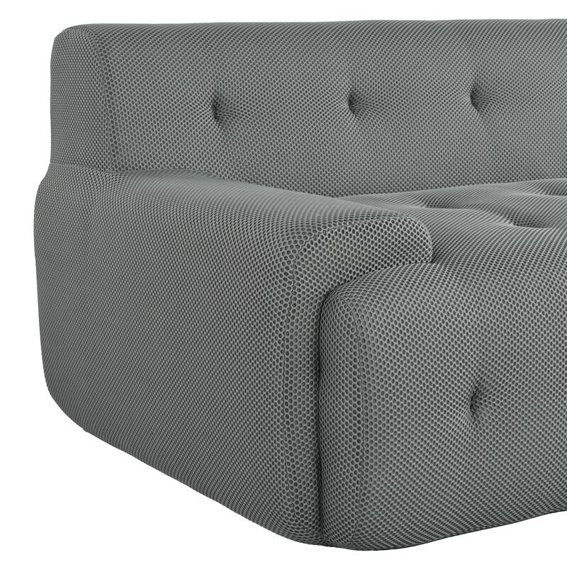 86.2'' Modern Minimalist Style Tufted Design Upholstered 3-Seat Modular Lounge Sofa, Grey, Polyester