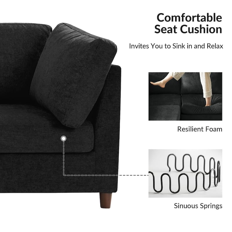 Mattia 125" Modern Under-seat Storage Sectional Sofa with Round Table and Solid Wood Legs by HULALA HOME