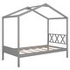 preview thumbnail 6 of 7, Gray Twin Size Wood House Bed w/ Storage Space Platform Bed Frame for Kids,Teens,Girls,Boys No Box Spring Needed, Easy Assembly