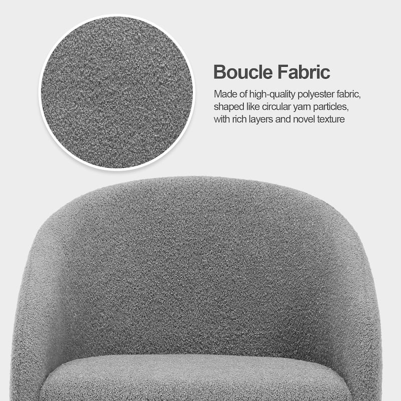 Modern Fabric Upholstered Dining Chairs, Boucle Arm Side Chair - 30" H x 22.2" W x 21.7" D