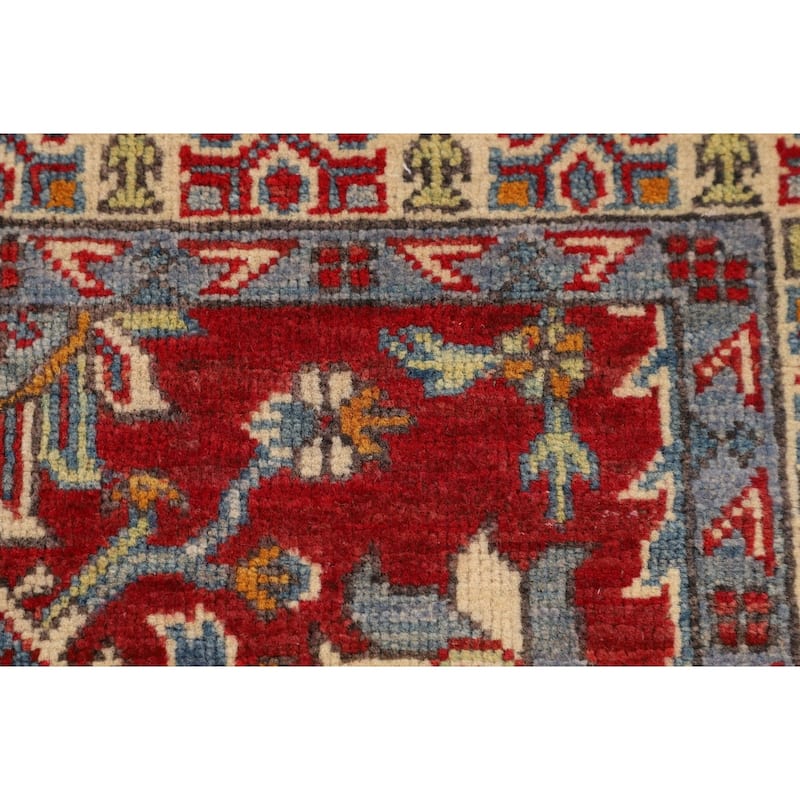 Red Kazak Oriental Foyer Rug Handmade Traditional Wool Carpet - 2'11" x 4'0"