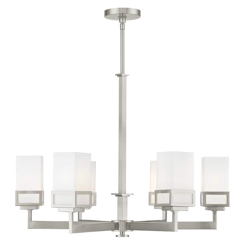 Livex Lighting 6-light Brushed Nickel Indoor Chandelier, 40196-91 - 28.5" D X 29.5" - 59.5" ADJ. H