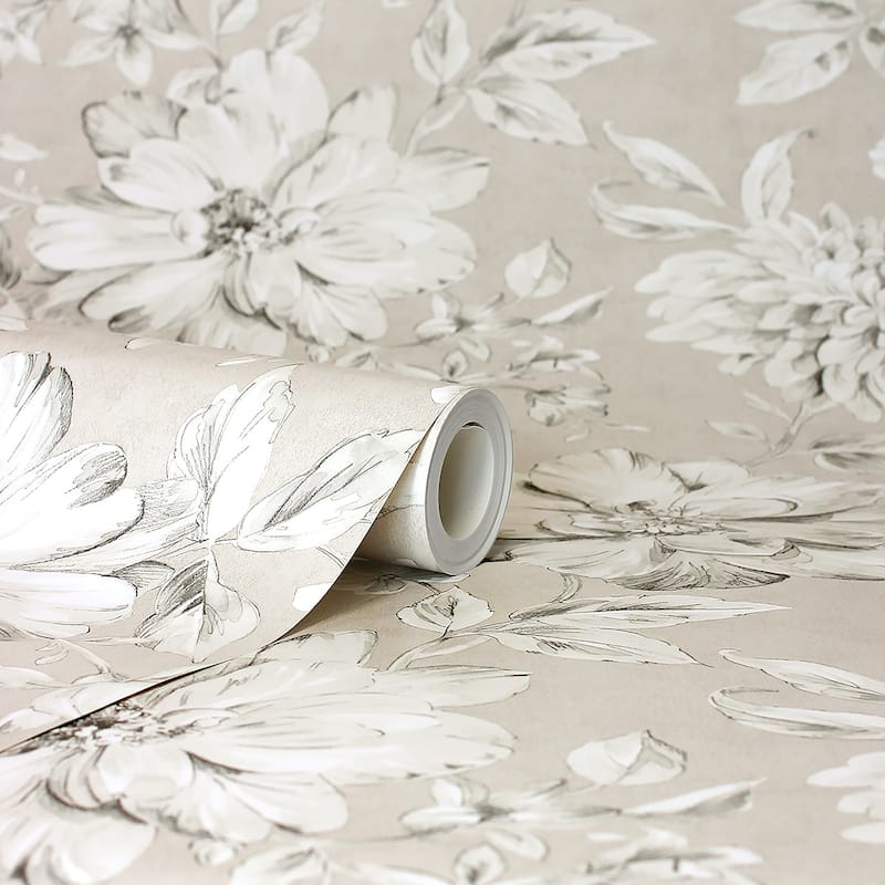 Fine Decor Gabriela Champagne Floral Wallpaper - N/A