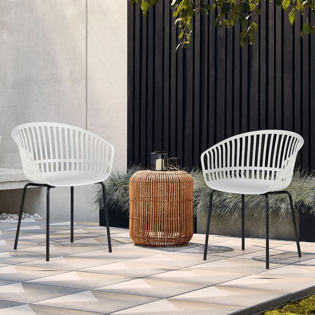 Set of 2 Barras Grey Plastic Dining Chair with Black Iron Legs