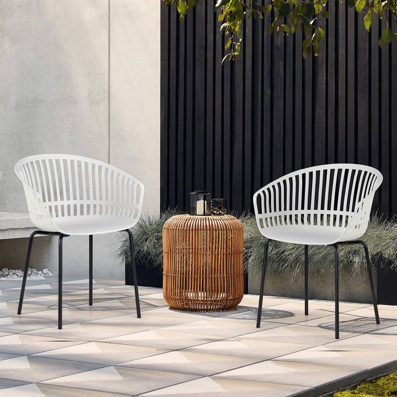 Set of 2 Barras Grey Plastic Dining Chair with Black Iron Legs