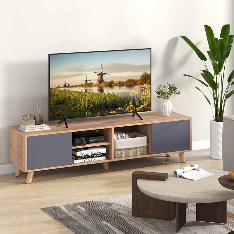 Gymax TV Stand for TVs up to 65'' Modern Rustic TV Cabinet w/ Open - See Details