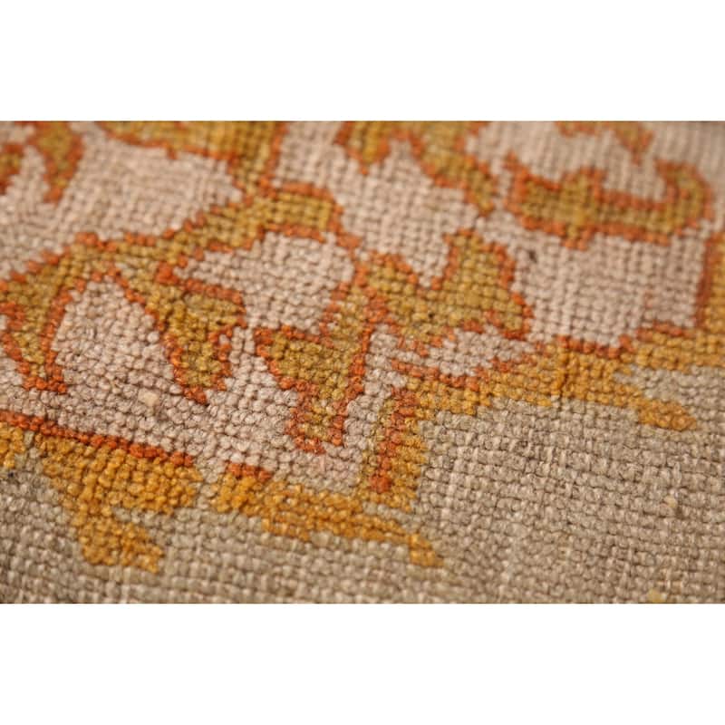 Brown Vegetable Dye Oushak Turkish Antique Rug Handmade Wool Carpet - 9'7" x 11'8"