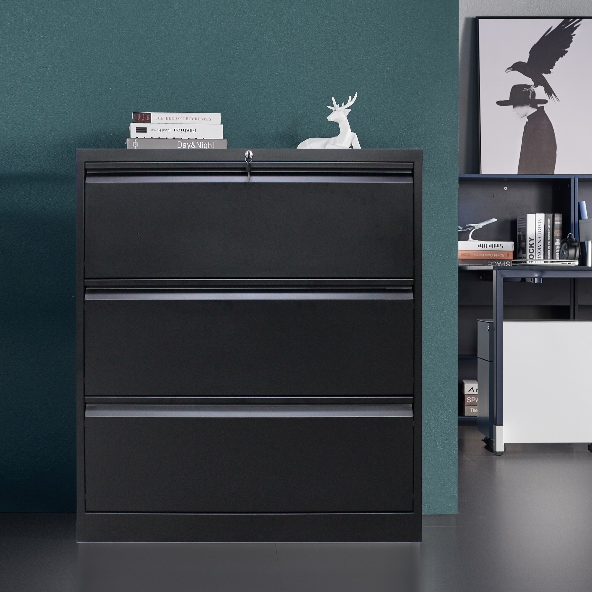 Shop 3 Drawers Black Lateral File Cabinet Overstock 32190029