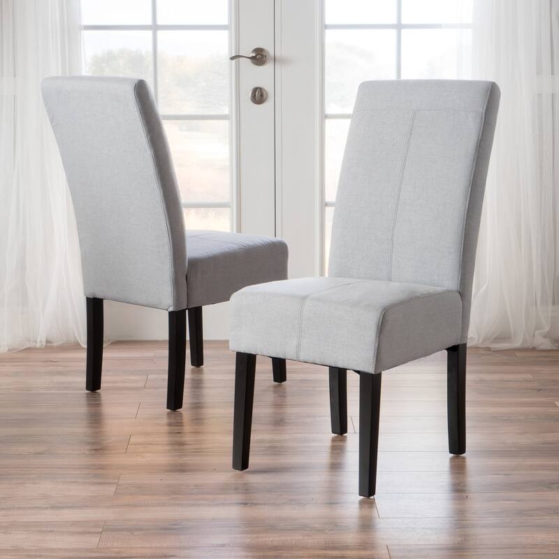 Modern Upholstered Dining Chair Set of 2 – T-Stitch Design, Wood Legs, Contemporary Style – 17.75" W x 39.75" H