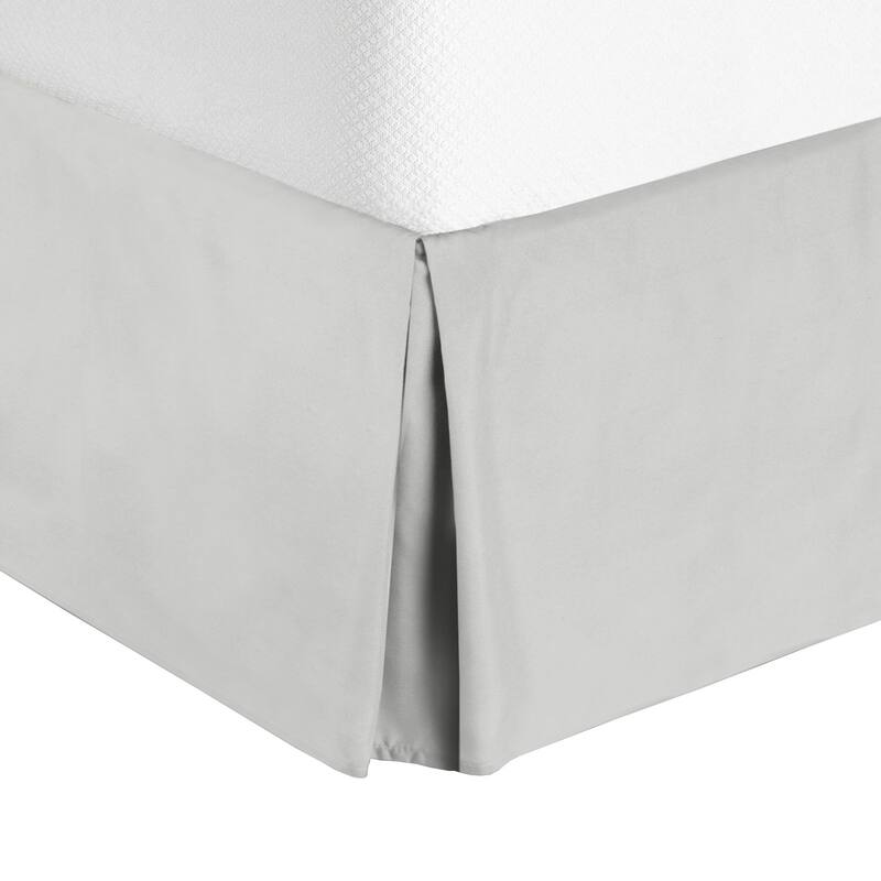 Luxury Microfiber Pleated Bed Skirt 14 Inch Drop Queen Size - Silver Light Grey