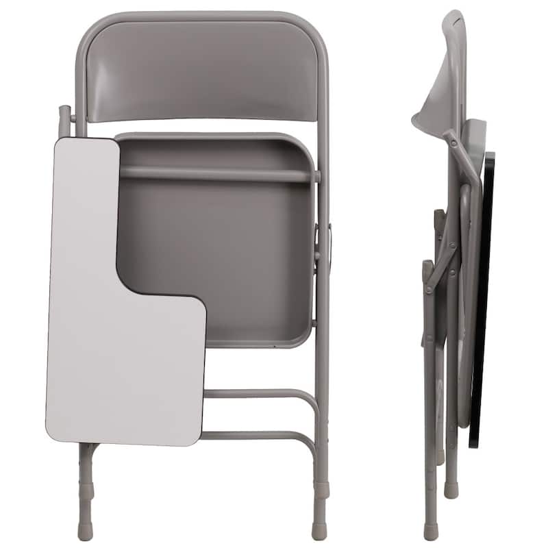 2 Pack Premium Steel Folding Chair with Right Handed Tablet Arm - 19.75"D x 18.5"W x 30"H