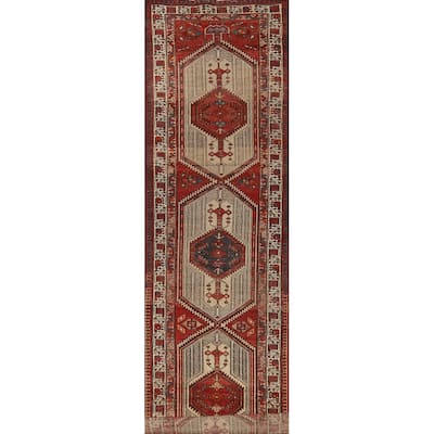 Hand Knotted Oriental 100% Wool Carpet Traditional Geometric Red Ardebil Runner Rug - 14' 8'' X 3' 3''