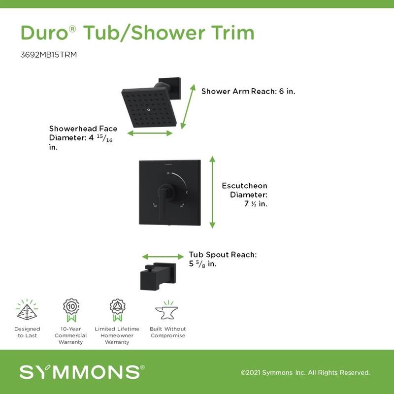 Symmons 369215TRM Duro HydroMersion Tub and Shower Trim Package with