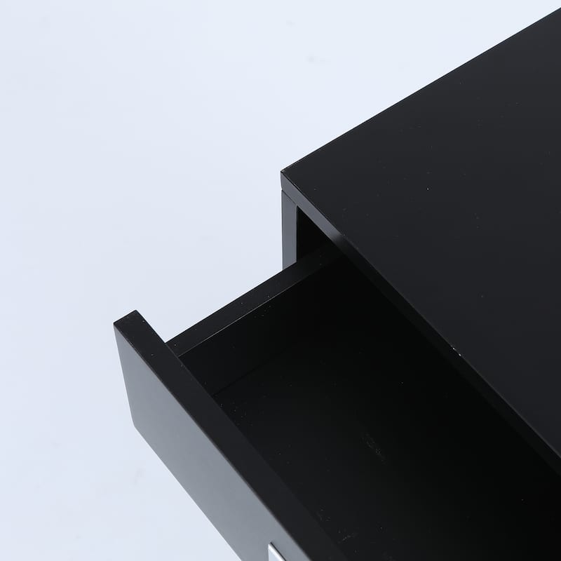 Black X-Leg Accent End Table with Storage