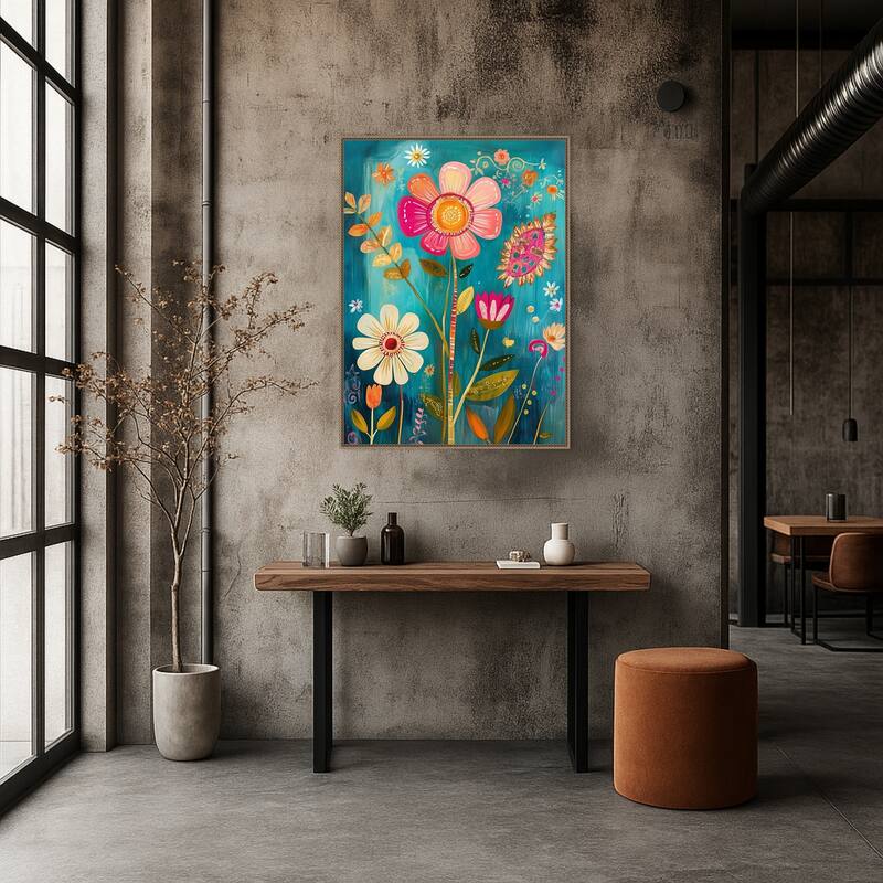 Whimsy Blooms by Tradelink inhouse artist Framed Canvas Wall Art Print