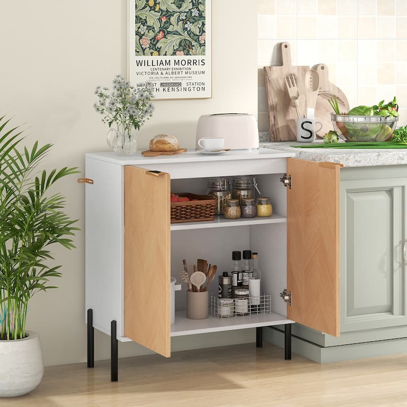 Gymax 2-Door Buffet Cabinet Sideboard Cabinet w/ Shelf Metal