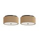 preview thumbnail 9 of 7, Juluca Boho Flush Mount Ceiling Light Fixture with Frosted Glass Diffuser and Seagrass Shade