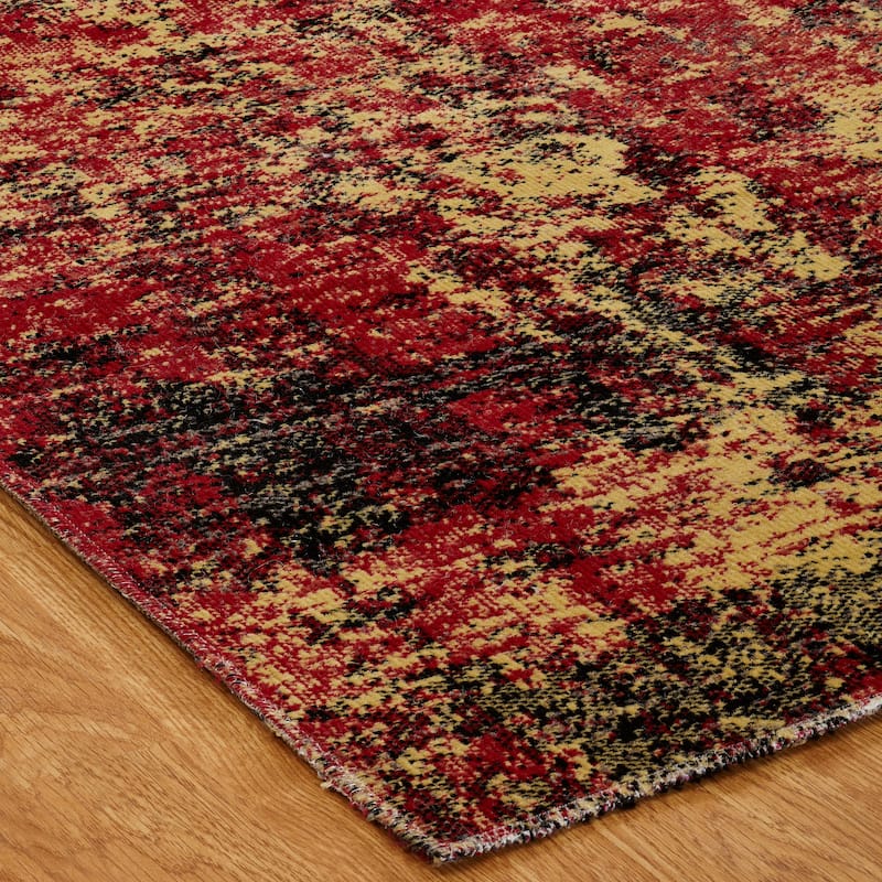 Porch & Den Pomeroy Red/Gold Abstract Indoor/Outdoor Area Rug