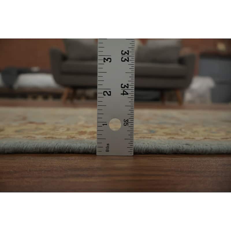 Hand Knotted Oriental 100% Wool Carpet Traditional Floral Navy Blue & Blues Ziegler Area Rug - 3' 11'' X 1' 11''