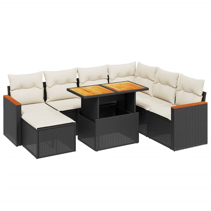 vidaXL Patio Sofa Set with Cushions Outdoor Furniture 8 Piece Poly Rattan - 21.7 x 39.4 x 28.7