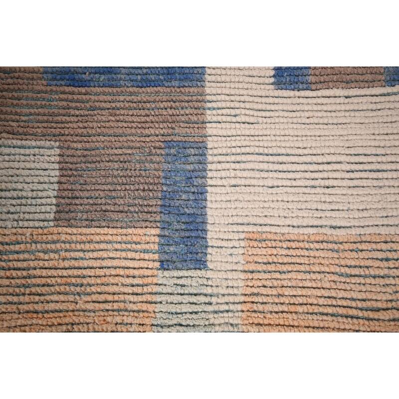 Contemporary Moroccan Abstract Area Rug Hand-Knotted Wool Carpet - 7'1"x 10'4"