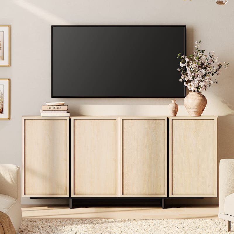 WAMPAT TV Stand for 32-75 Inch TVs, Modern TV Console, Entertainment Center with T-Shaped Legs for Living Room