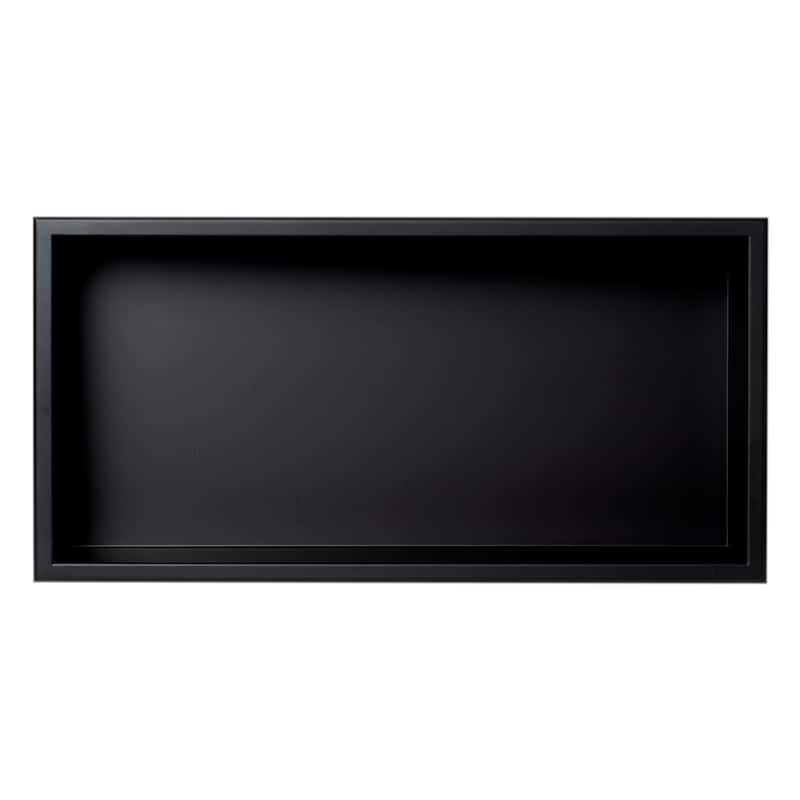 ALFI brand 24 x 12 Black Matte Stainless Steel Horizontal Single Shelf Bath Shower Niche