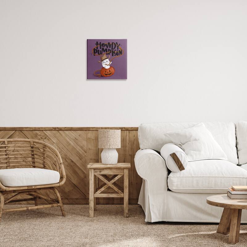 Stupell Howdy Pumpkin Western Ghost Canvas Wall Art Design By Sarah Hickman