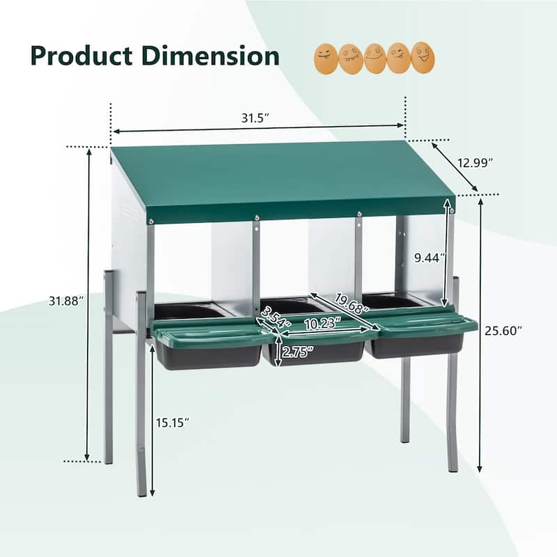 Nesting Boxes for Chickens 3 Holes Chicken Nesting Boxes with Legs