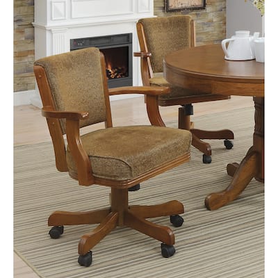 Pia Olive Brown Upholstered Game Chair with Casters